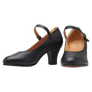 BLOCH Cabaret Character Shoes Black 2.5” Heel Leather Stage Theater Size 9.5